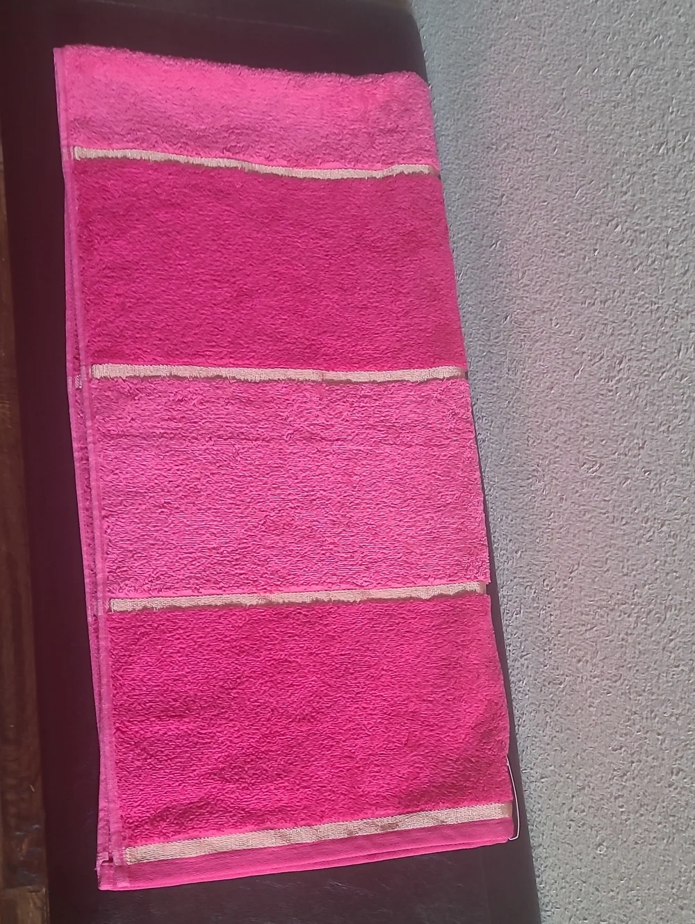 Juicy Couture Hot Pink Bath Towel with Gold Trim